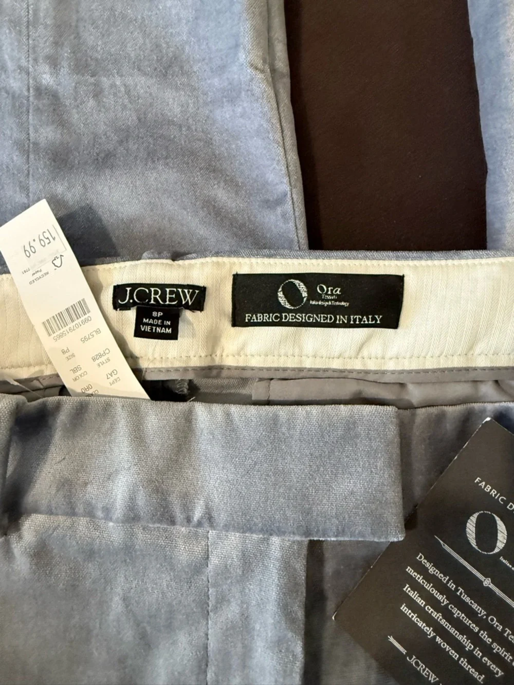 J. Crew Velvet Stella Pant in Slate Blue